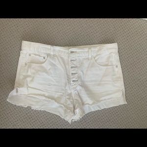 Free People Cream Jean Shorts